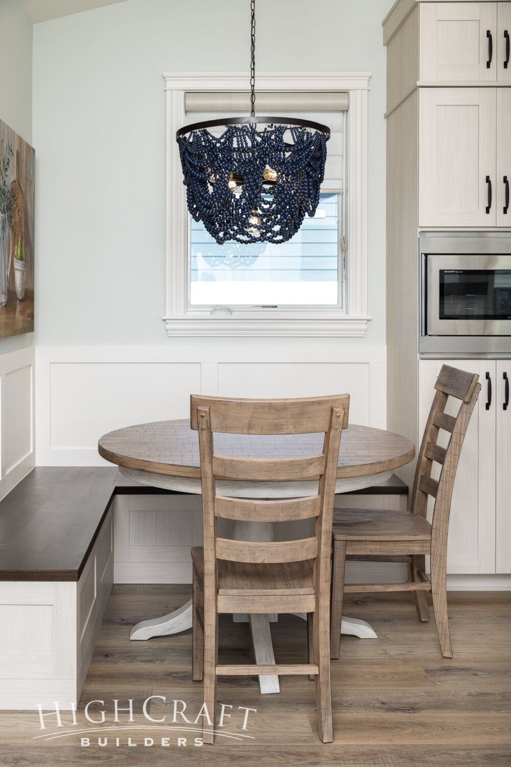 Fort Collins accessible guest house kitchen beaded chandelier