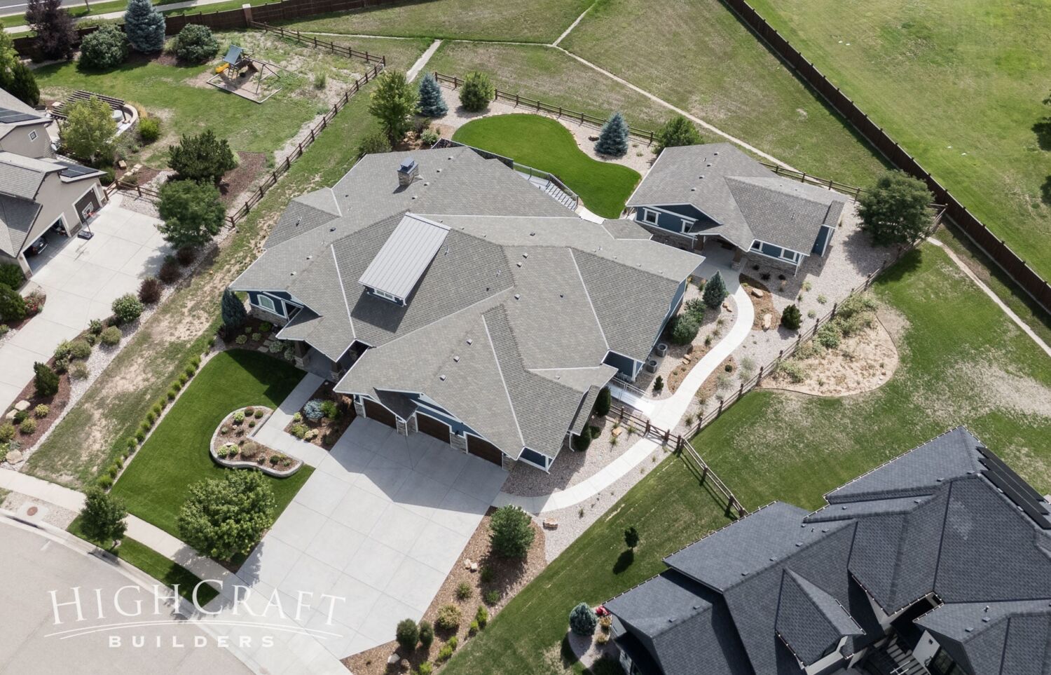 Fort Collins builder accessible guest house main house aerial view