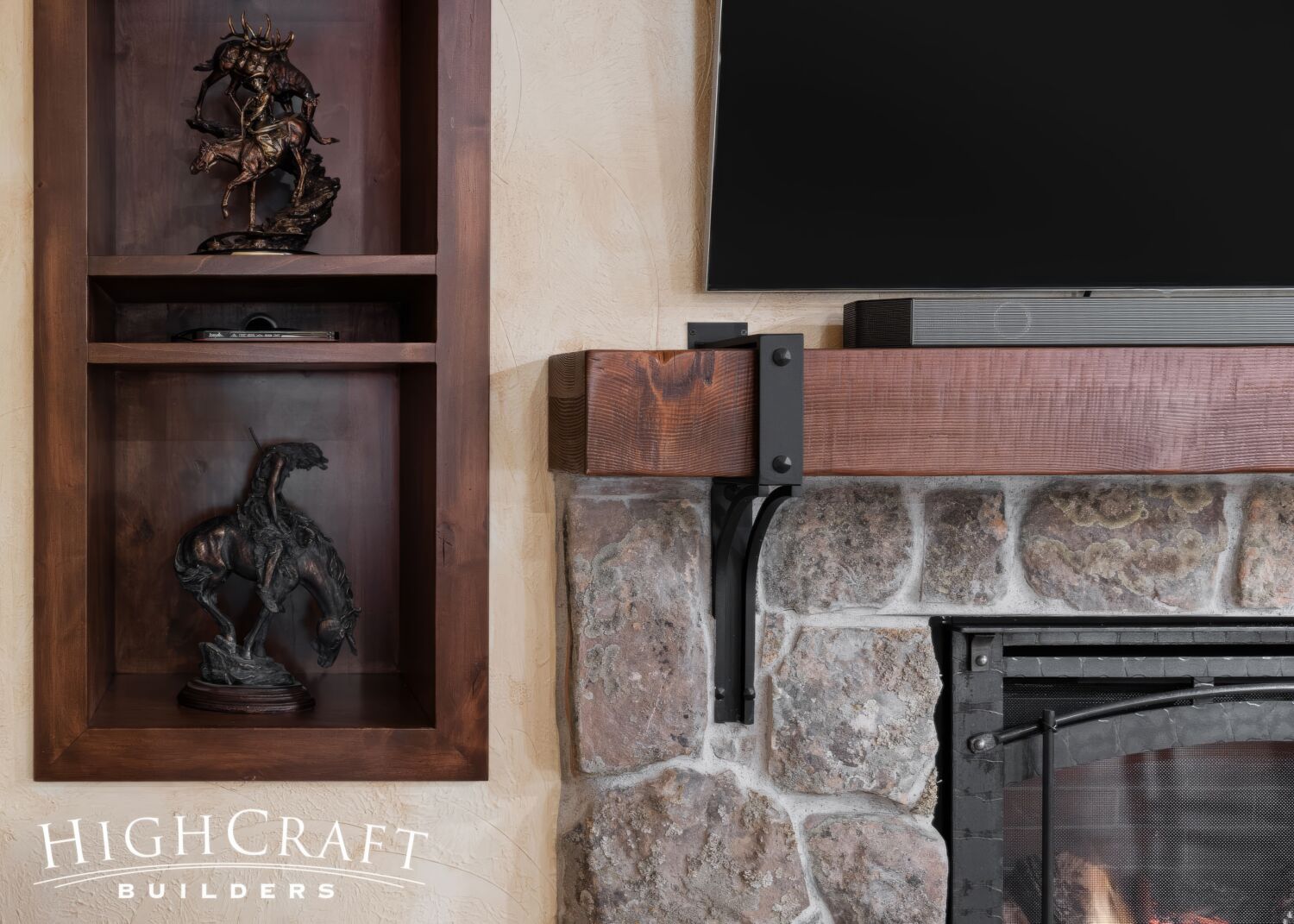 basement-remodel-stone-fireplace-wood-wall-niche-detail