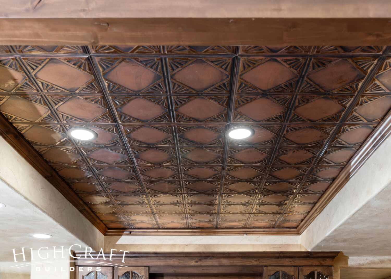 basement-remodel-western-style-tin-tile-recessed-ceiling-over-bar